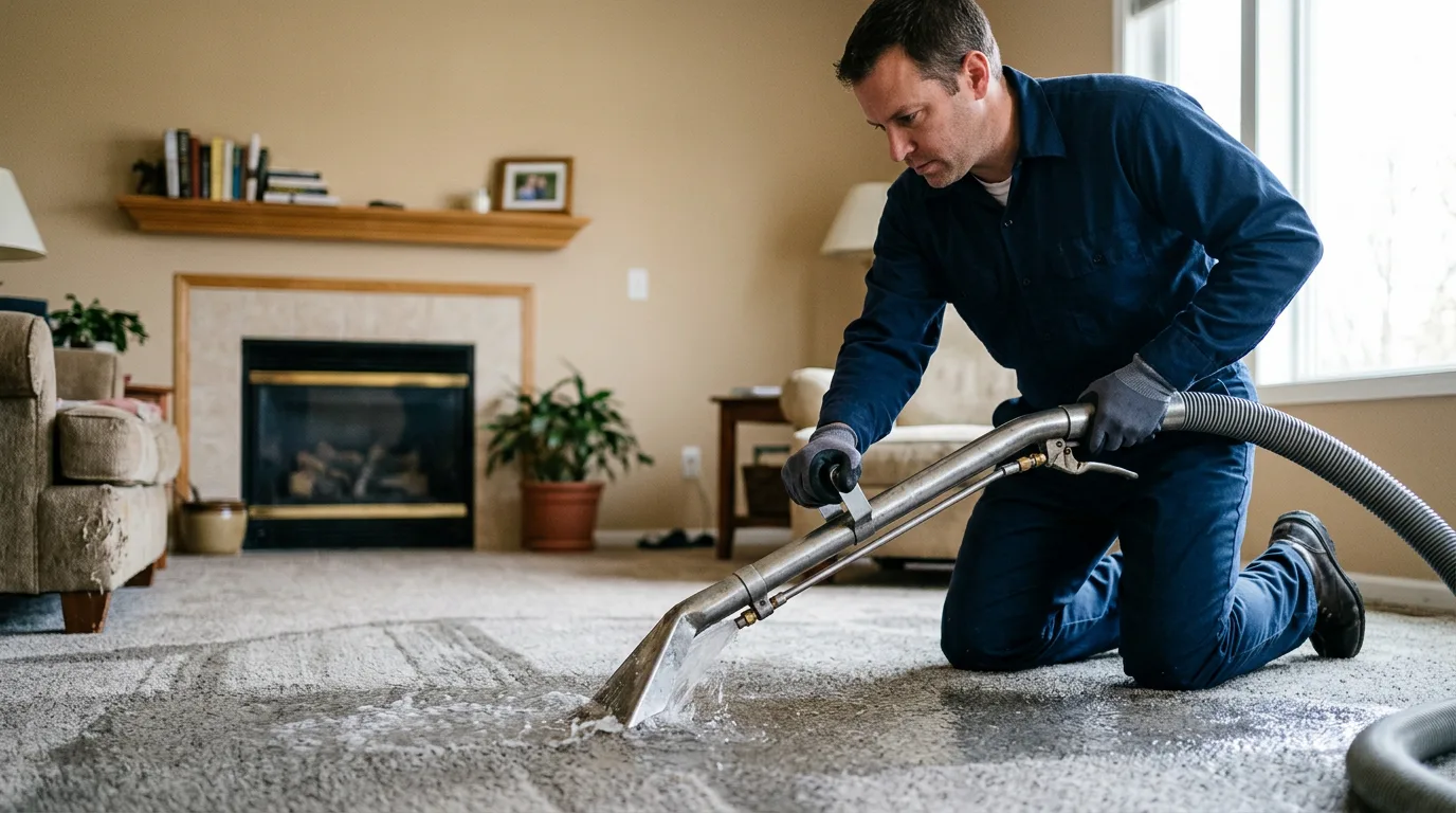 Water damage restoration technician working near Wallisville, TX